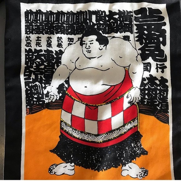 9X12” canvas vintage sumo wrestlers bag makeup - Picture 2 of 3